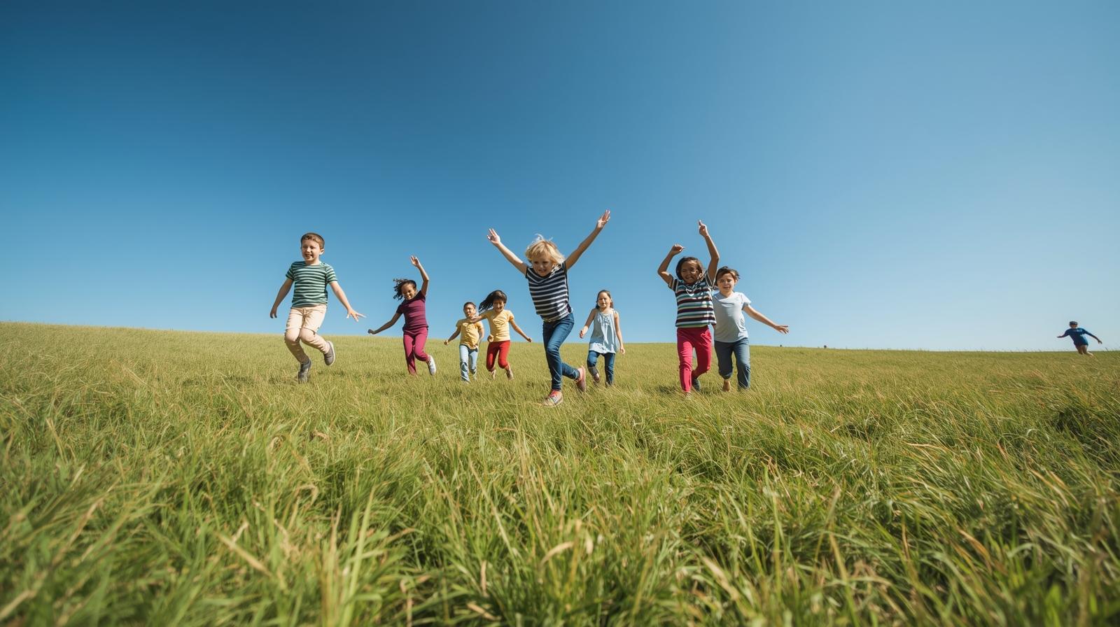 Kids playing on farm